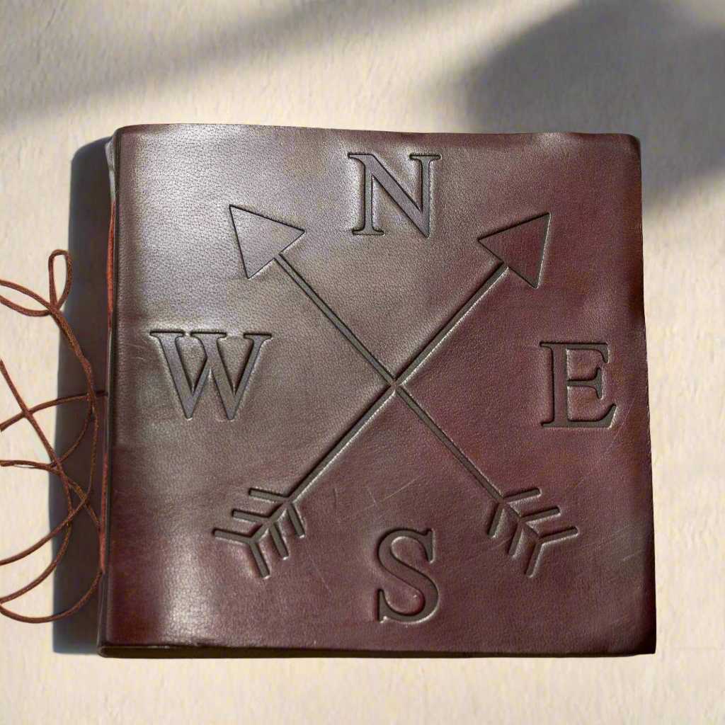 Compass 7x7 Artist Handmade Leather Journal