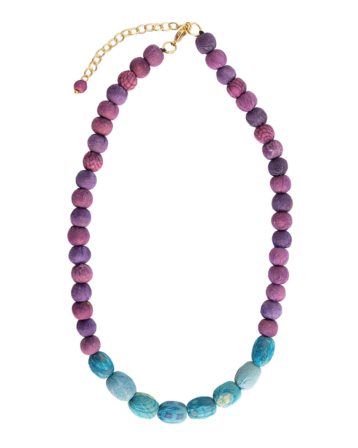 Kantha Couplet Necklace | Plum/Turquoise