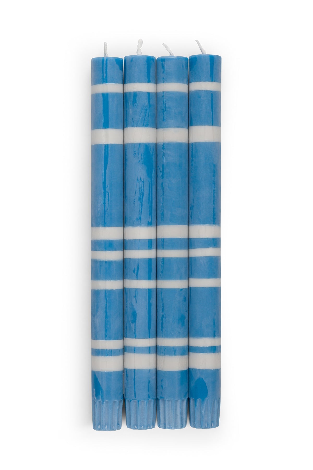 Striped Dinner Candles in Nanking and Gull Grey