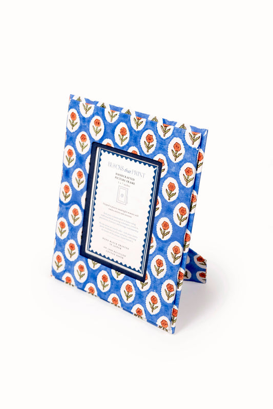 Large Block Print Photo Frame (5 x 7) - Cobalt Marigold