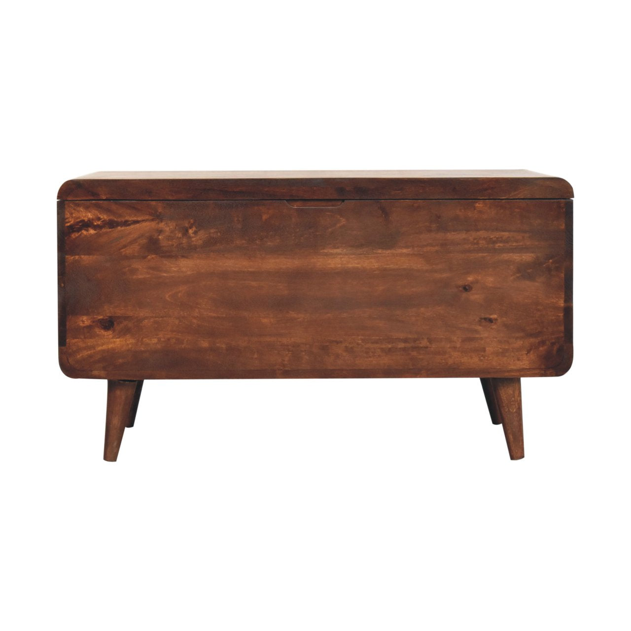 Solid Wood Curved California Walnut Blanket Box