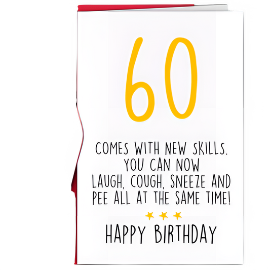 1 pc funny birthday card with text blessing to celebrate 60th birthday. Creative greeting card. Perfect gift for family, friends