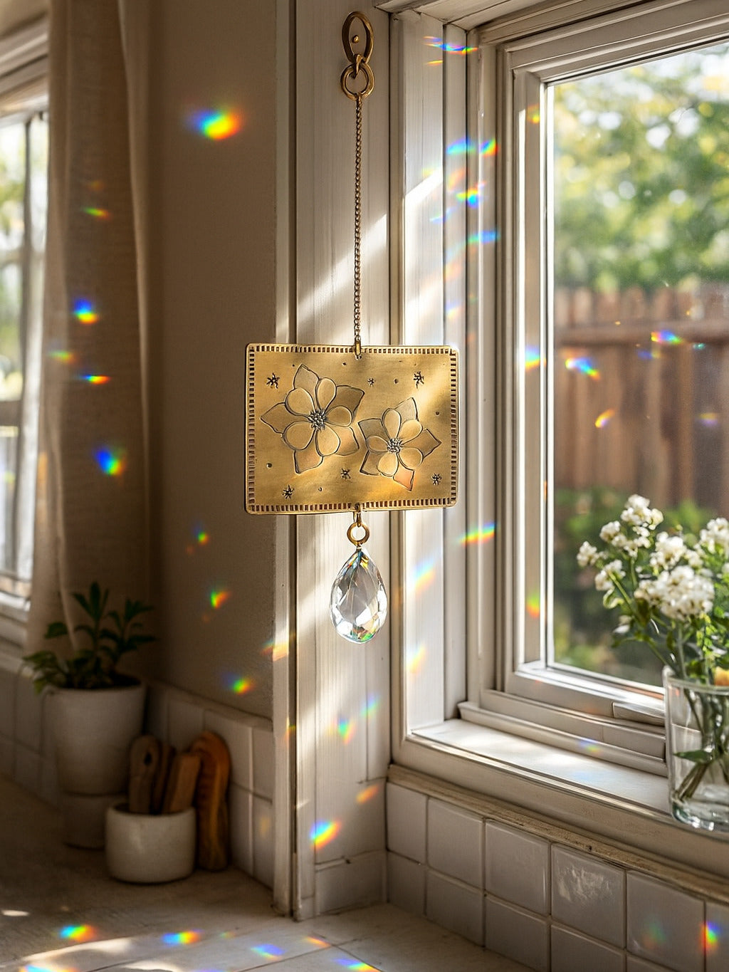 Colorado State Blue Columbine Engraved Suncatcher