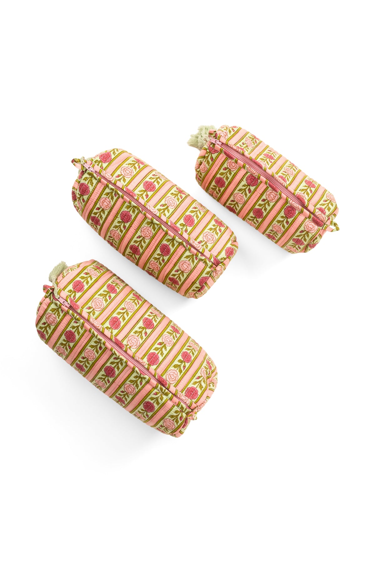 Vintage Floral Stripes Makeup Bag