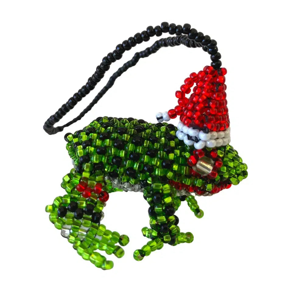 Santa Frog Seed Bead Ornament - Mexico - Osadia Concept Store