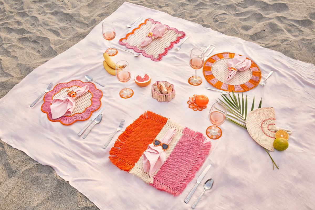 S/2 Breezy Placemat Orange/Pink