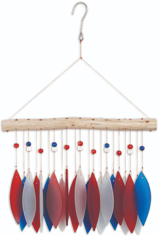 Patriotic Feather Sea Glass Wind Chime