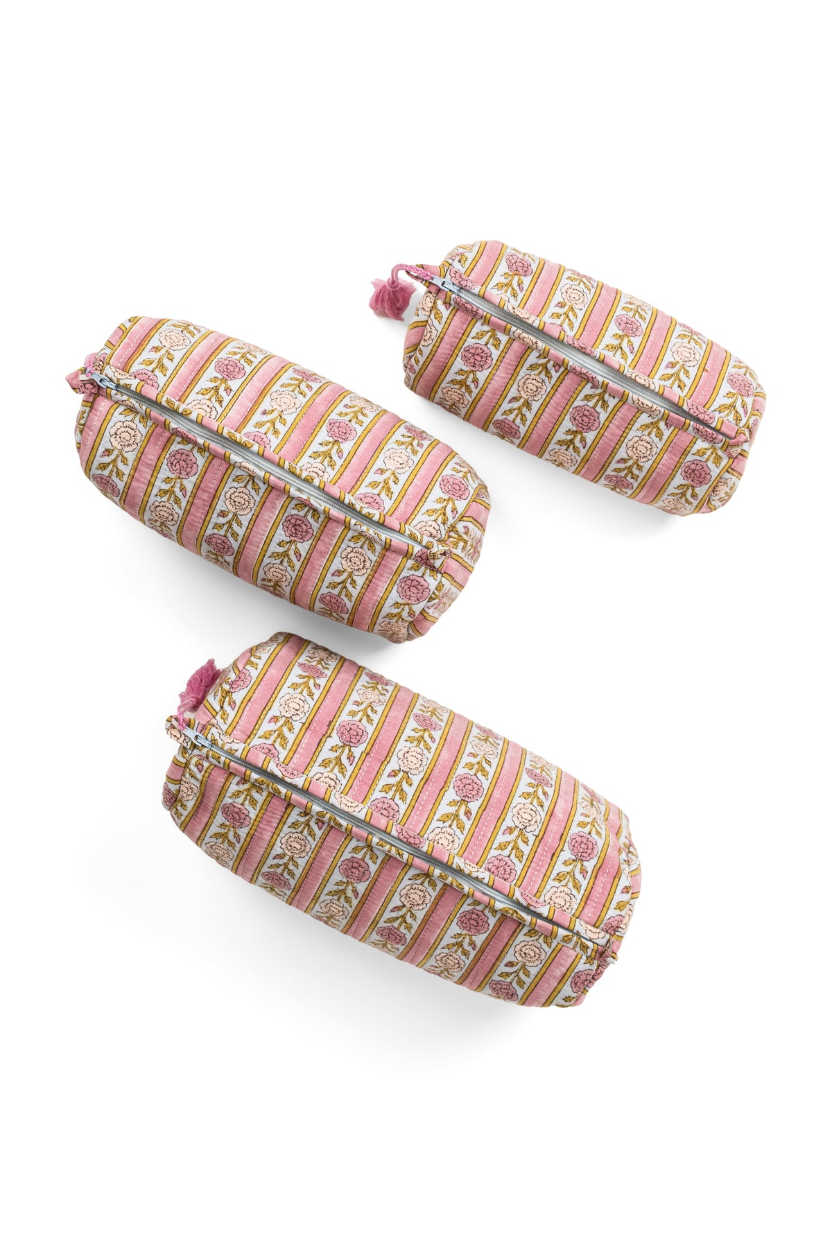 Vintage Floral Stripes Makeup Bag