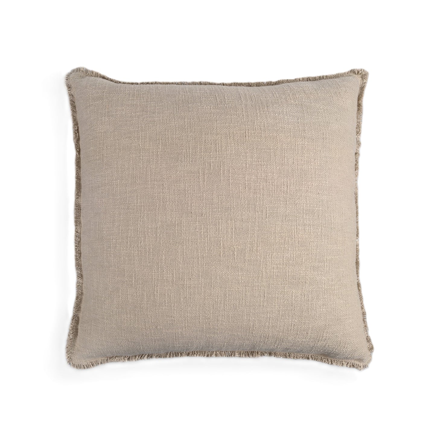 Organic Chic washed textured cotton solid pillow cover with frayed edges