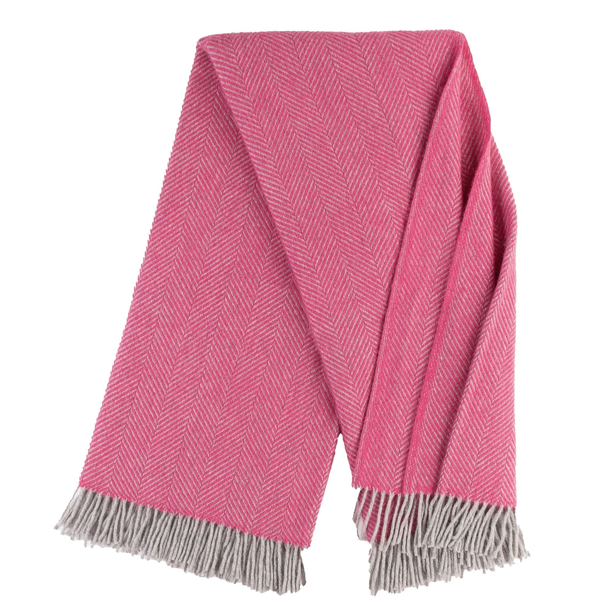 Highland Tweeds Herringbone  Pure New Wool Throw - Magenta Pink