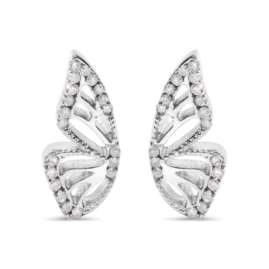 .925 Sterling Silver 1/6ct TDW Diamond Butterfly Earrings