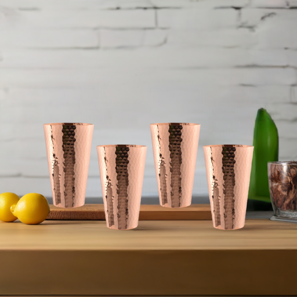 Hammered Copper Ice Tea Tumbler (Set of 4) - Osadia Concept Store