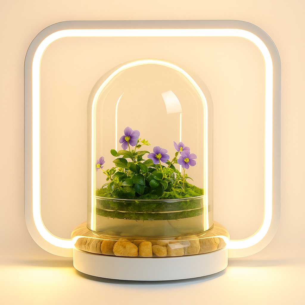 Bloomify Persian Violet lived in Terrarium Jar, real plants, a small oasis of greenery in the city, easy to grow and requiring minimal care, is a source of happiness in the home