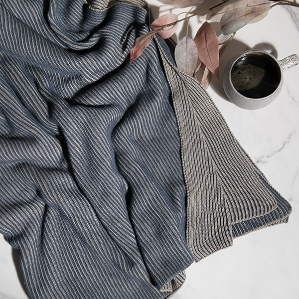 Ribbed Organic Cotton Knit Throw Blanket