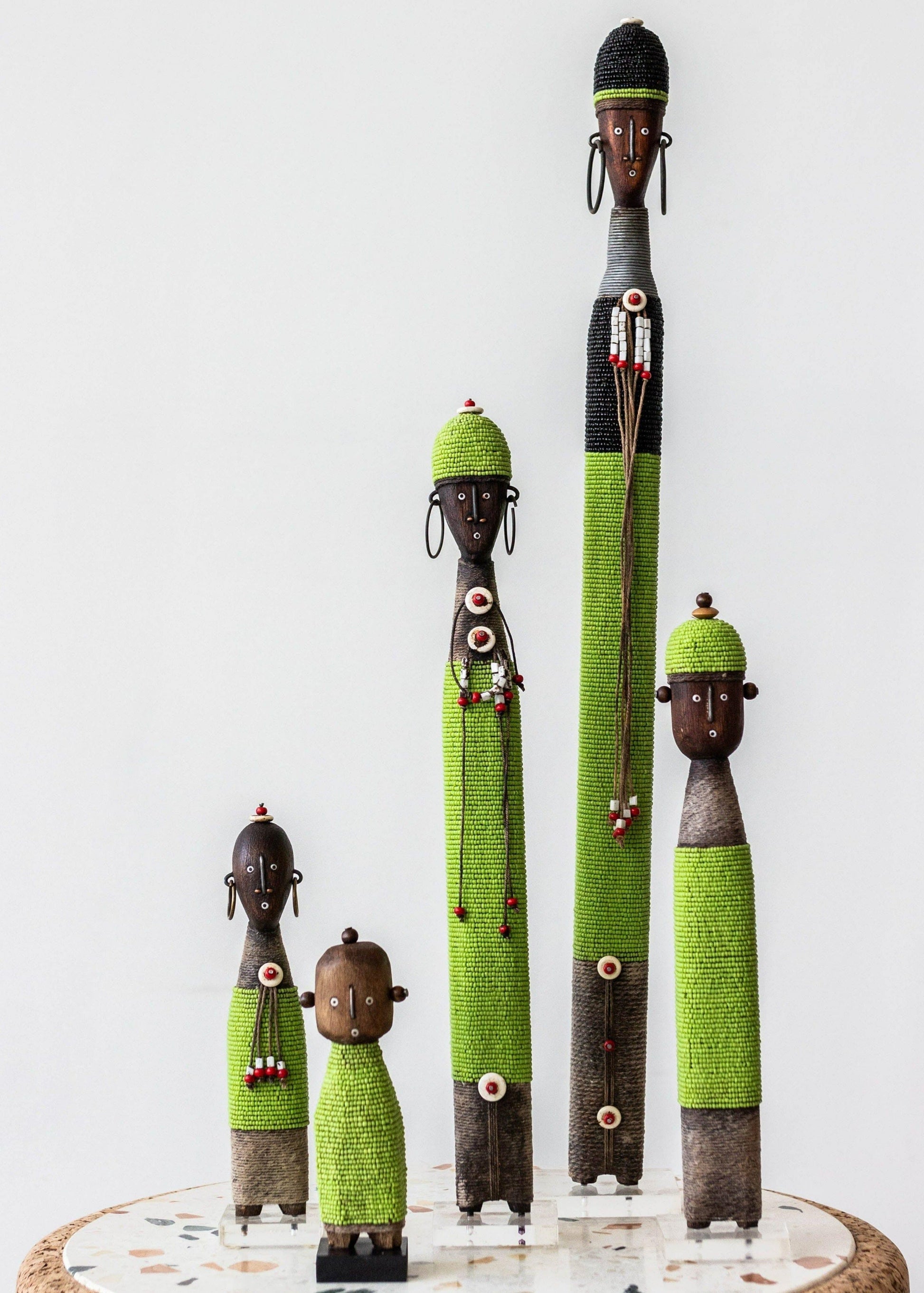Lime Green Beaded African Namji Doll - Osadia Concept Store