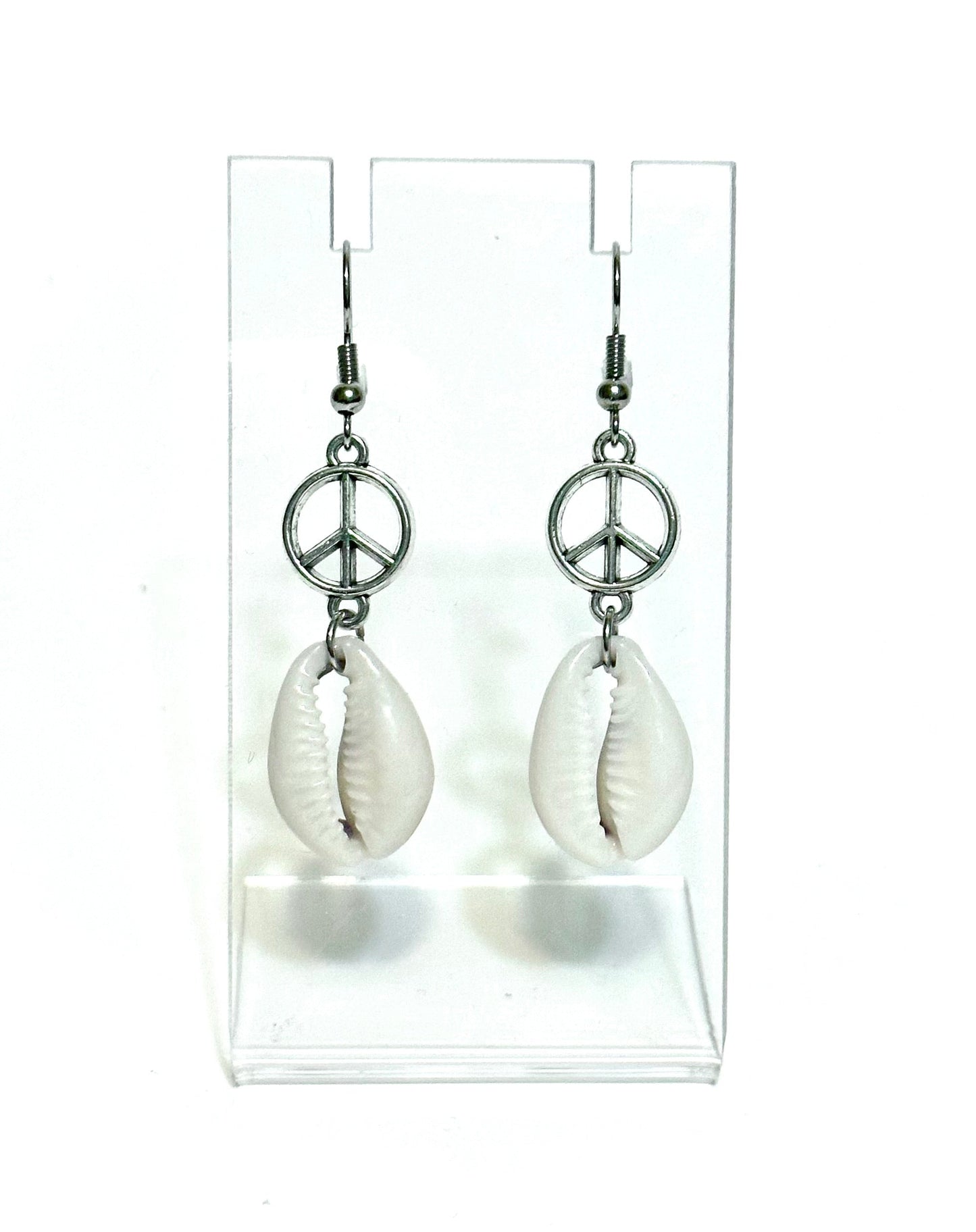 Cowrie Peace Sign Earrings