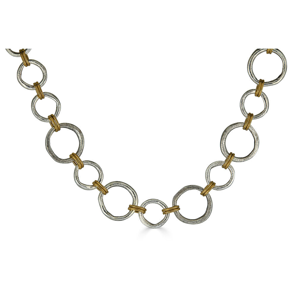 Mixed Metal Sculpted Circle Necklace