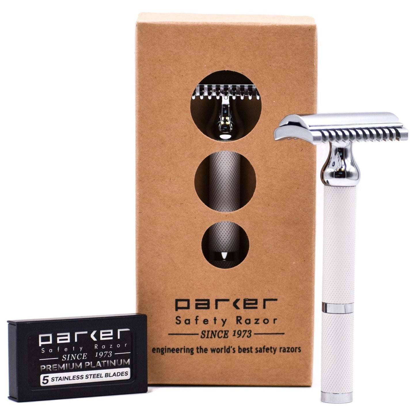 Parker 70C White and Chrome Open Comb Safety Razor
