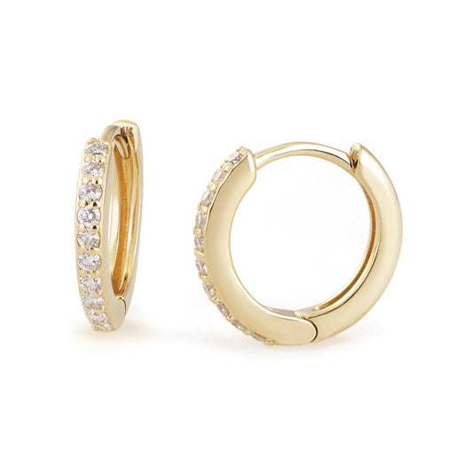 10mm Diamond & 14K Gold Huggies