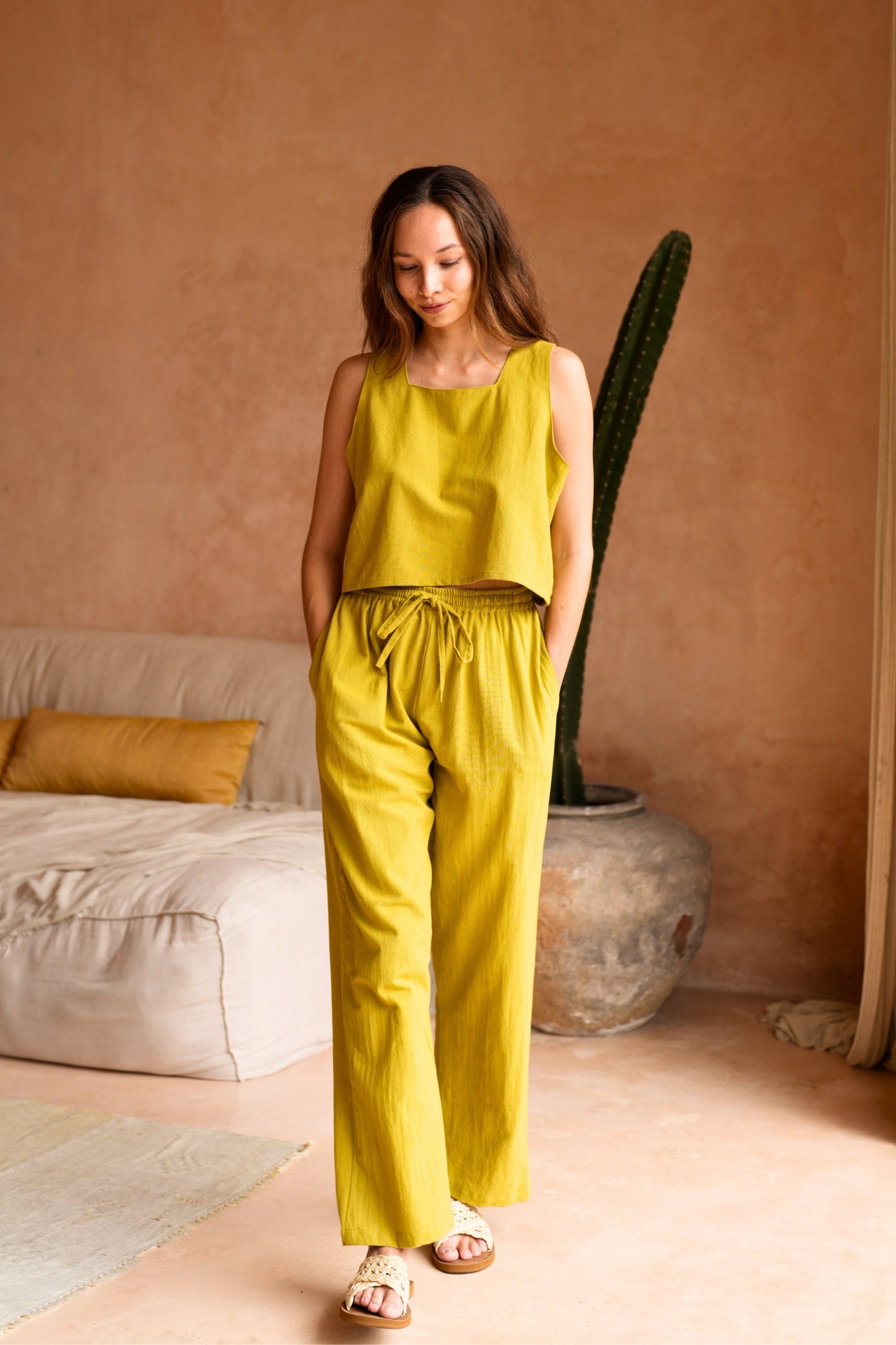 Becca Linen Pants in Lemongrass