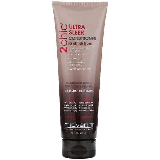 Giovanni 2chic Ultra-Sleek Conditioner, Brazilian Keratin & Argan Oil, 8.5 Oz