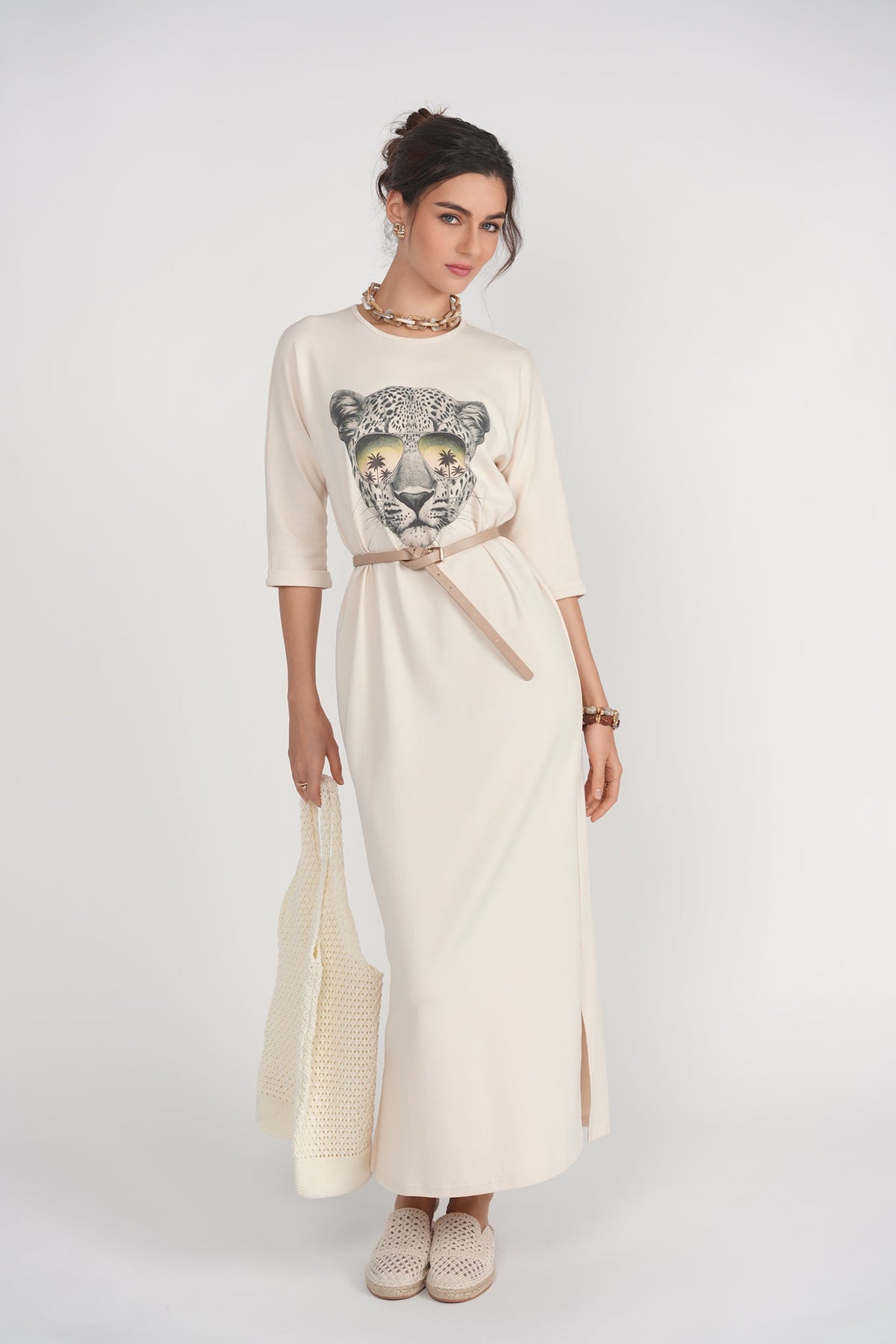 T-shirt Midi Dress- Cheeta