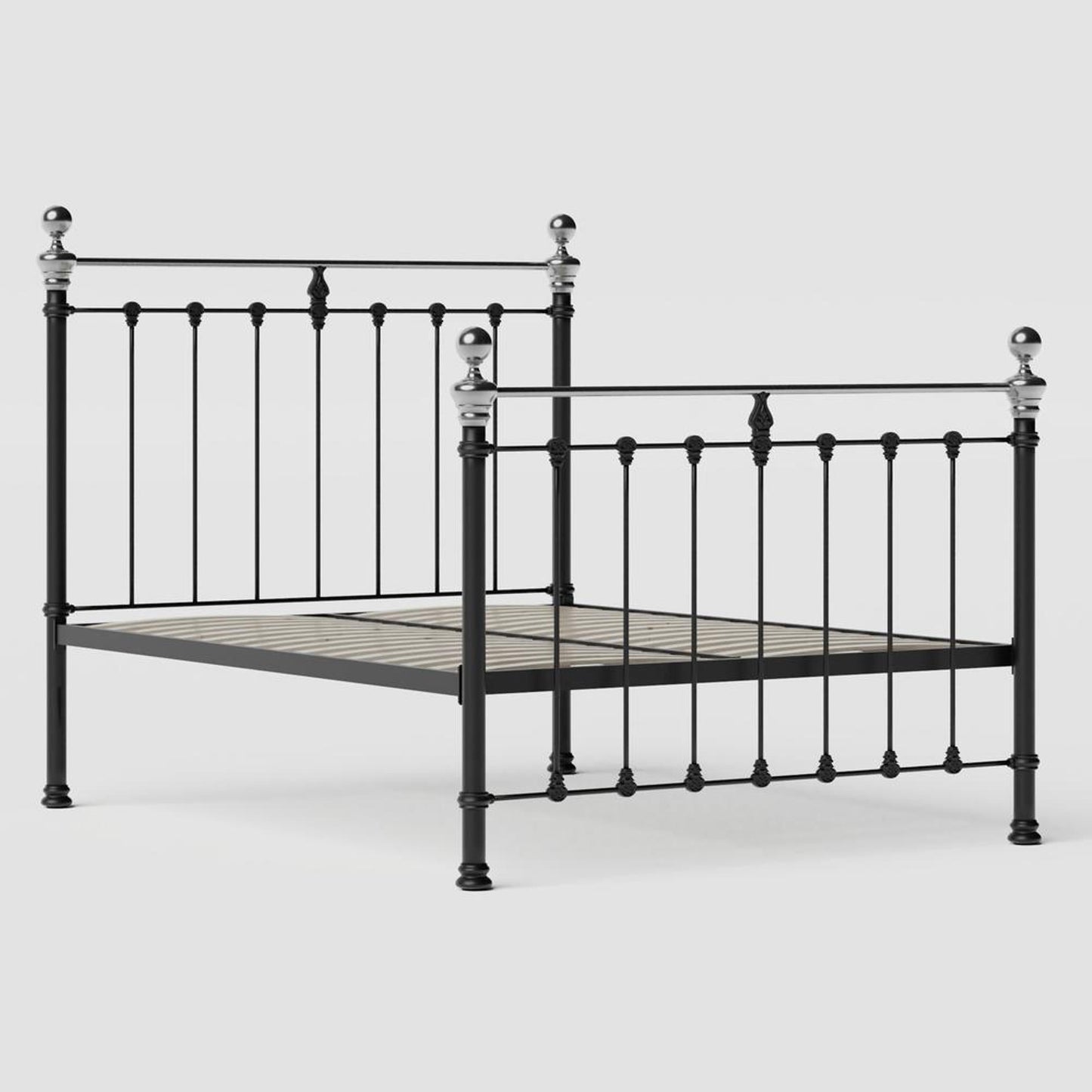 Castile Metal Bed Satin Black With Chromo
