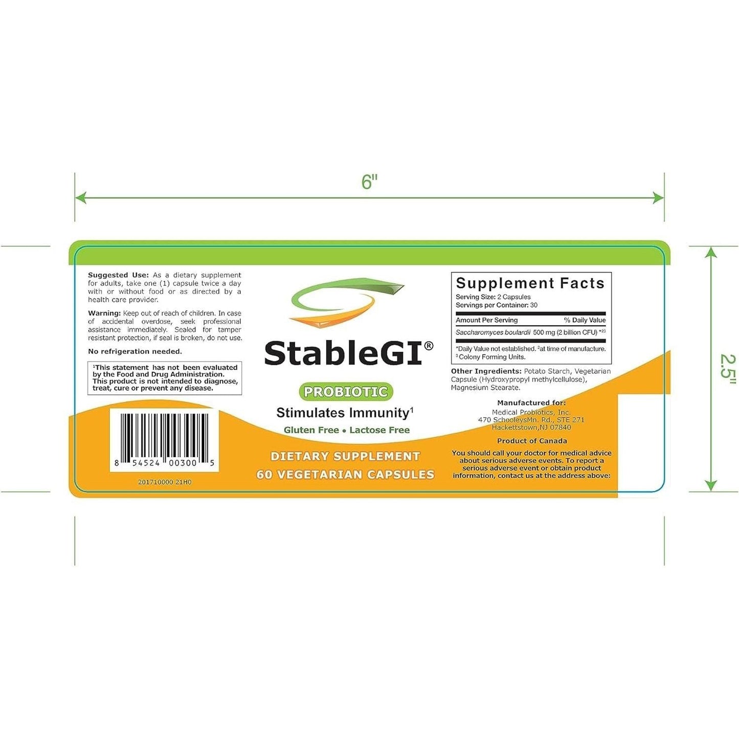 Stable GI Daily Probiotic 60 Vegetable Capsules