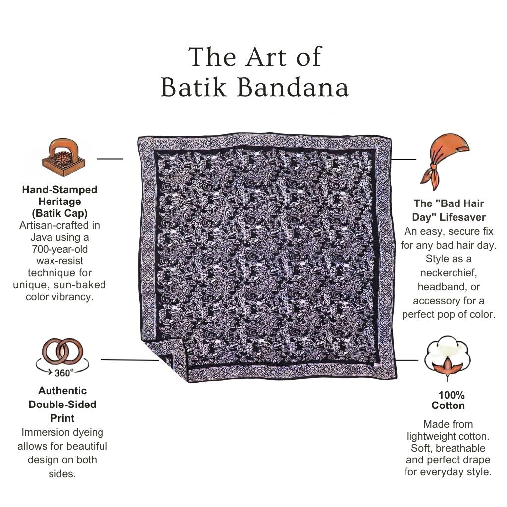 Large 39" Hand Dyed Batik Bandana - Wings