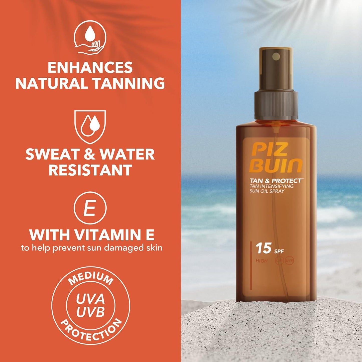 Piz Buin Tan & Protect Sun Oil Spray SPF15 150ml