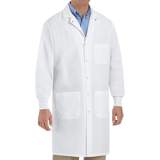 1. DISPOSABLE LAB COATS W/ KNITTED COLLAR & CUFFS, SIZE MEDIUM, 10-PACK