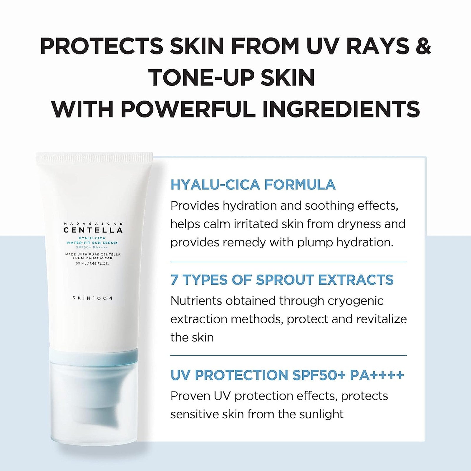 SKIN1004 Madagascar Centella Hyalu-Cica Water-Fit Sun Serum SPF50+ PA++++ - Osadia Concept Store