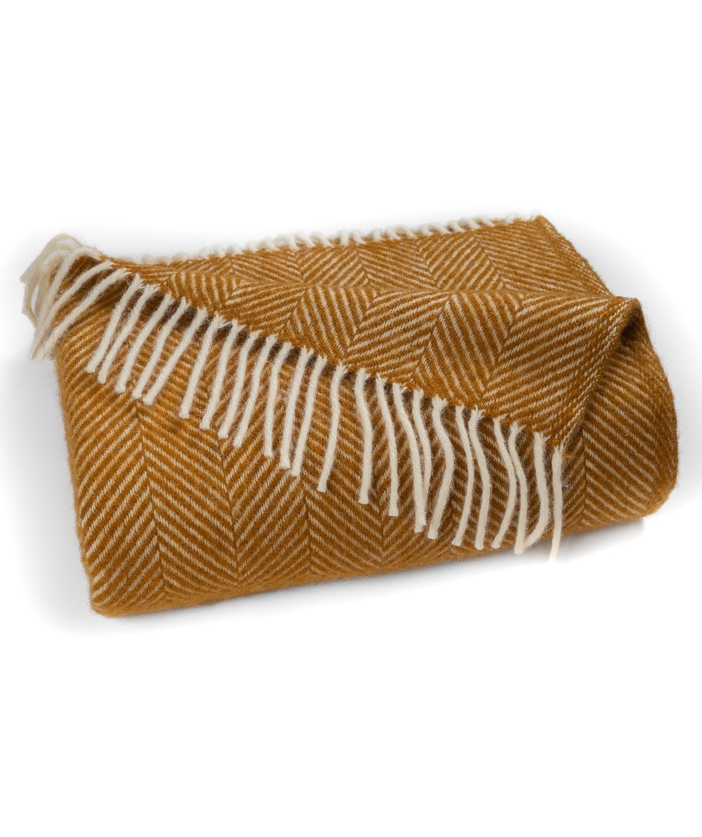Highland Tweeds Herringbone Pure New Wool Throw ~ Whiskey ~