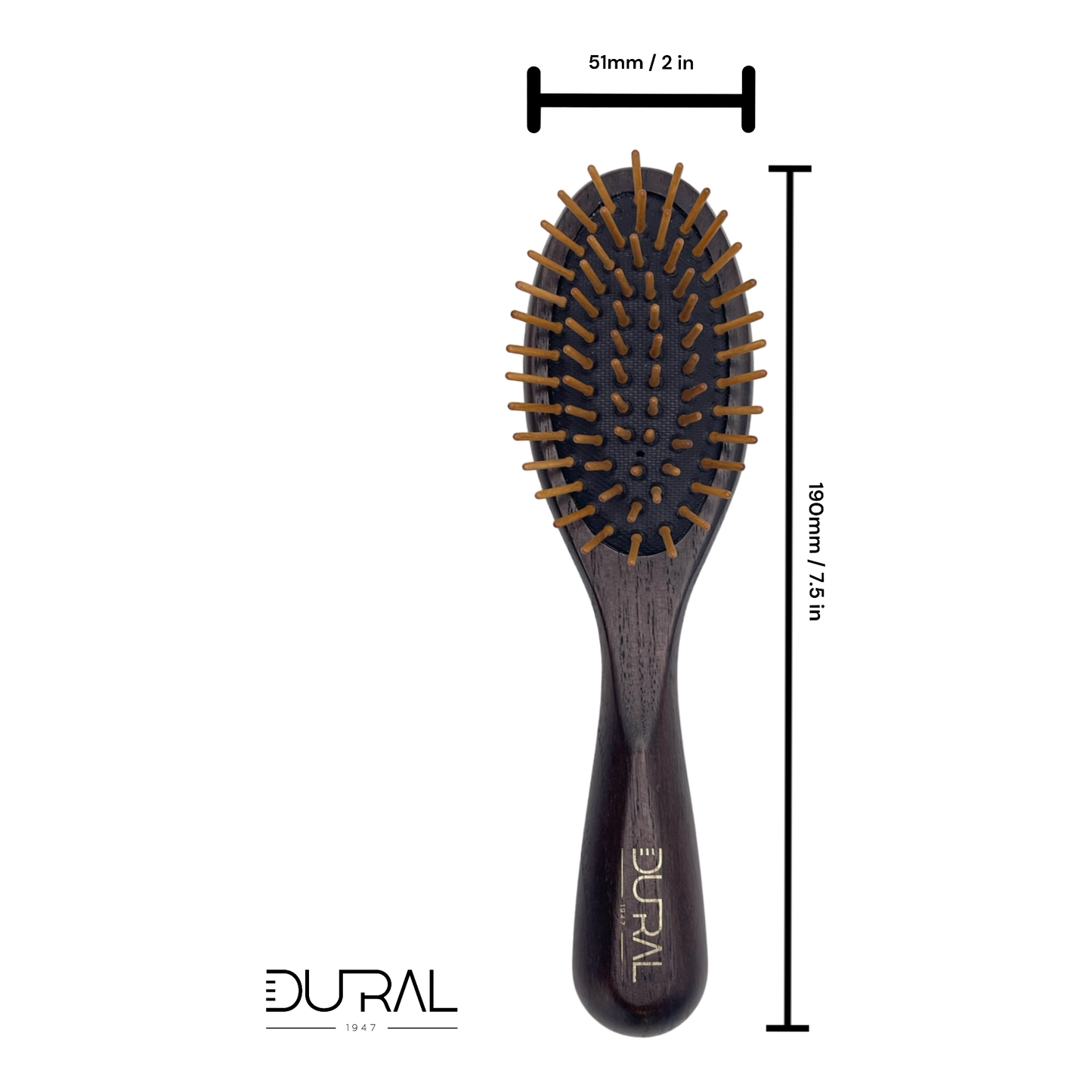 Dural ash wood, rubber cushion Hair Brush with wooden pins