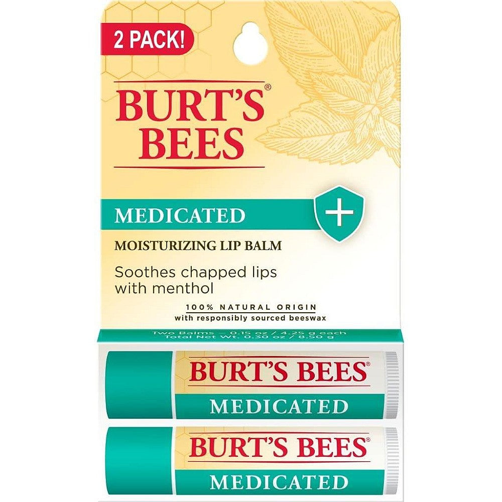 Burt's Bees Medicated Lip Balm With Menthol & Eucalyptus - 2ct