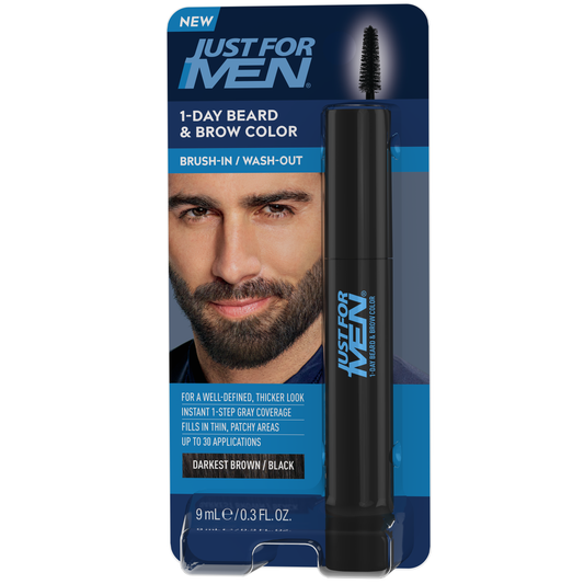 Just For Men 1-Day Temporary Beard & Brow Color, Up To 30 Applications - 0.3 Fl Oz