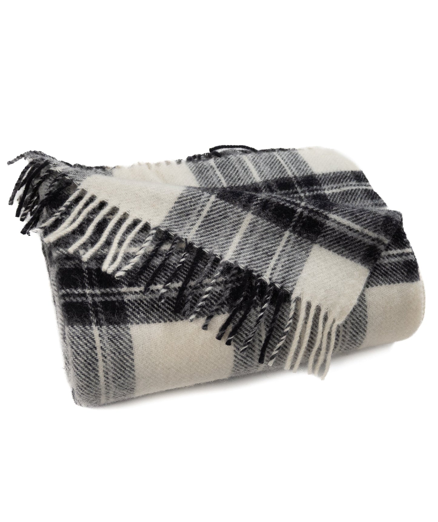 Highland Tweeds Pure New Wool Fluffy Throw ~ Grey Dress Stewart ~