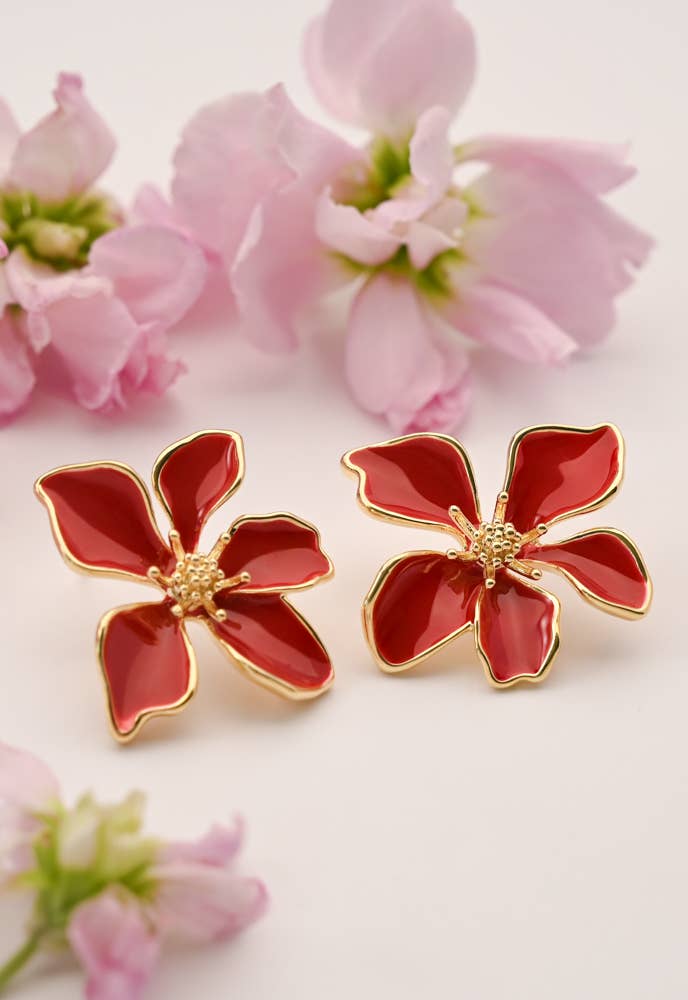 Bloom Earrings in Red