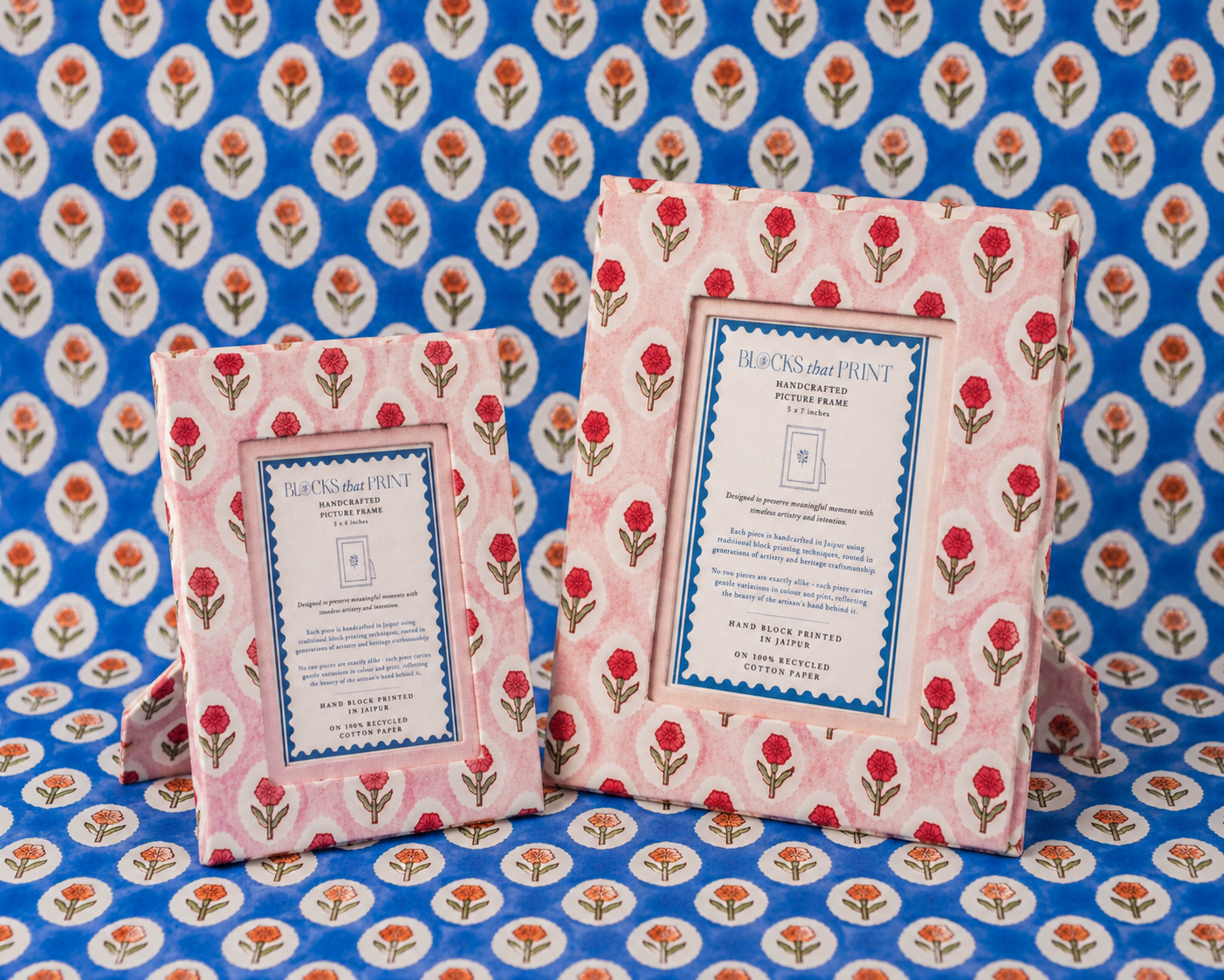 Large Block Print Photo Frame (5 x 7)  - Tea Rose
