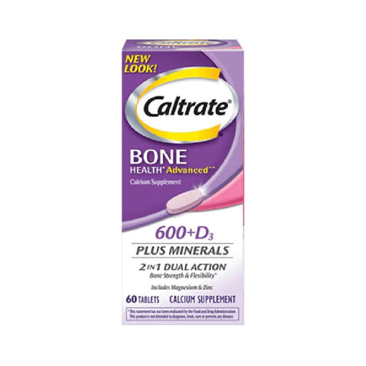 Caltrate 600+D3 Plus Minerals Bone Health Advanced -- 60 Tablets