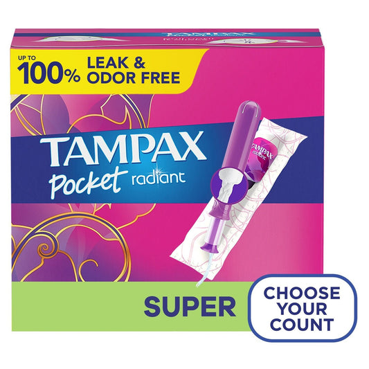 Tampax Pocket Radiant Super Absorbency Compact Tampons - 28ct