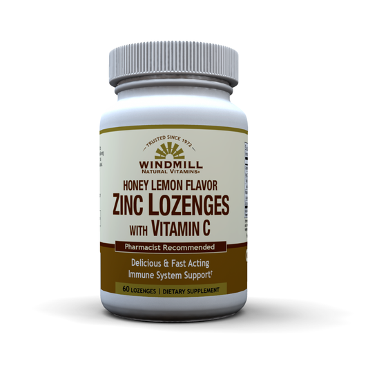 Windmill Health Products Zinc Lozenges W/ Vitamin C Honey Lemon 60 Lozenge