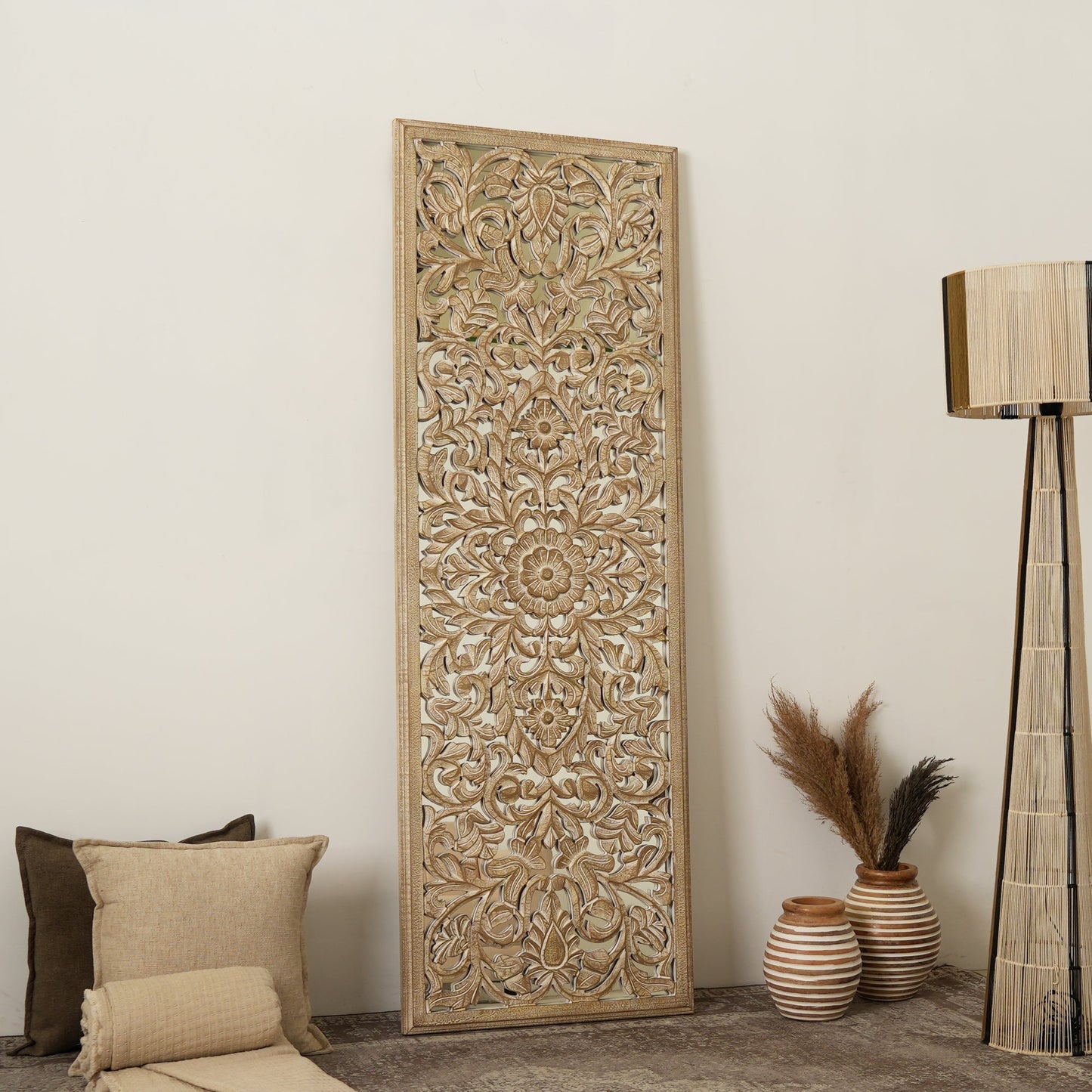 Wood Floral Hand Carved Wall Accent