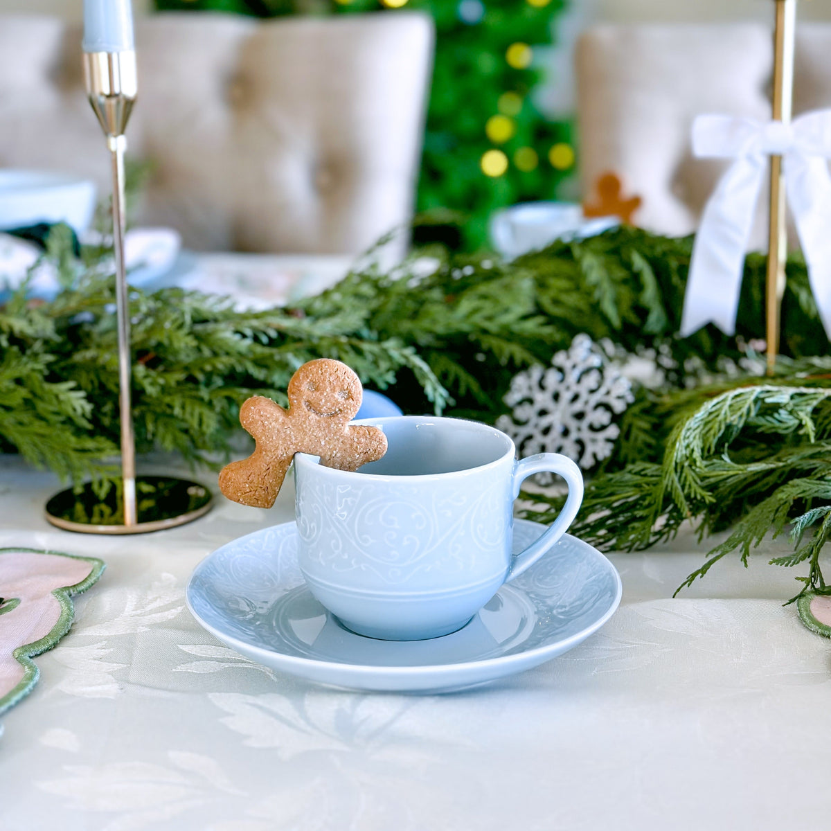 Lace Porcelain Teacups, Set of 6