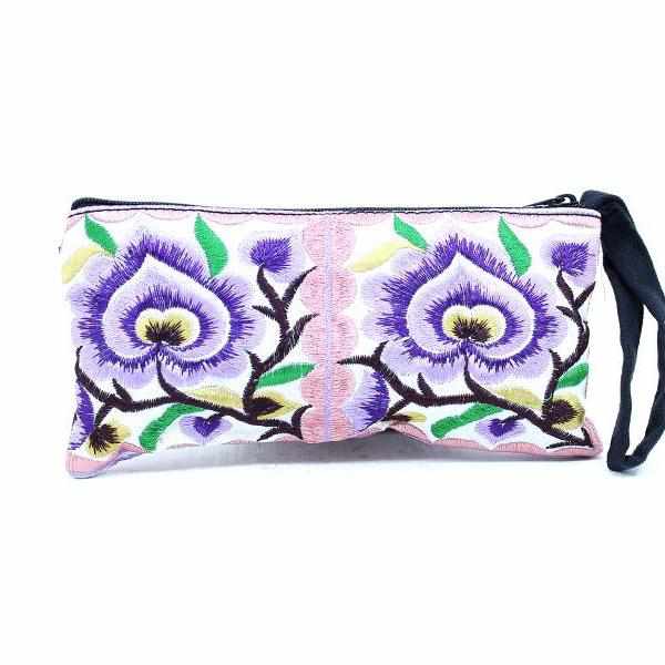 Hmong Embroidered Rectangle Small Wristlet Assorted - Thailand