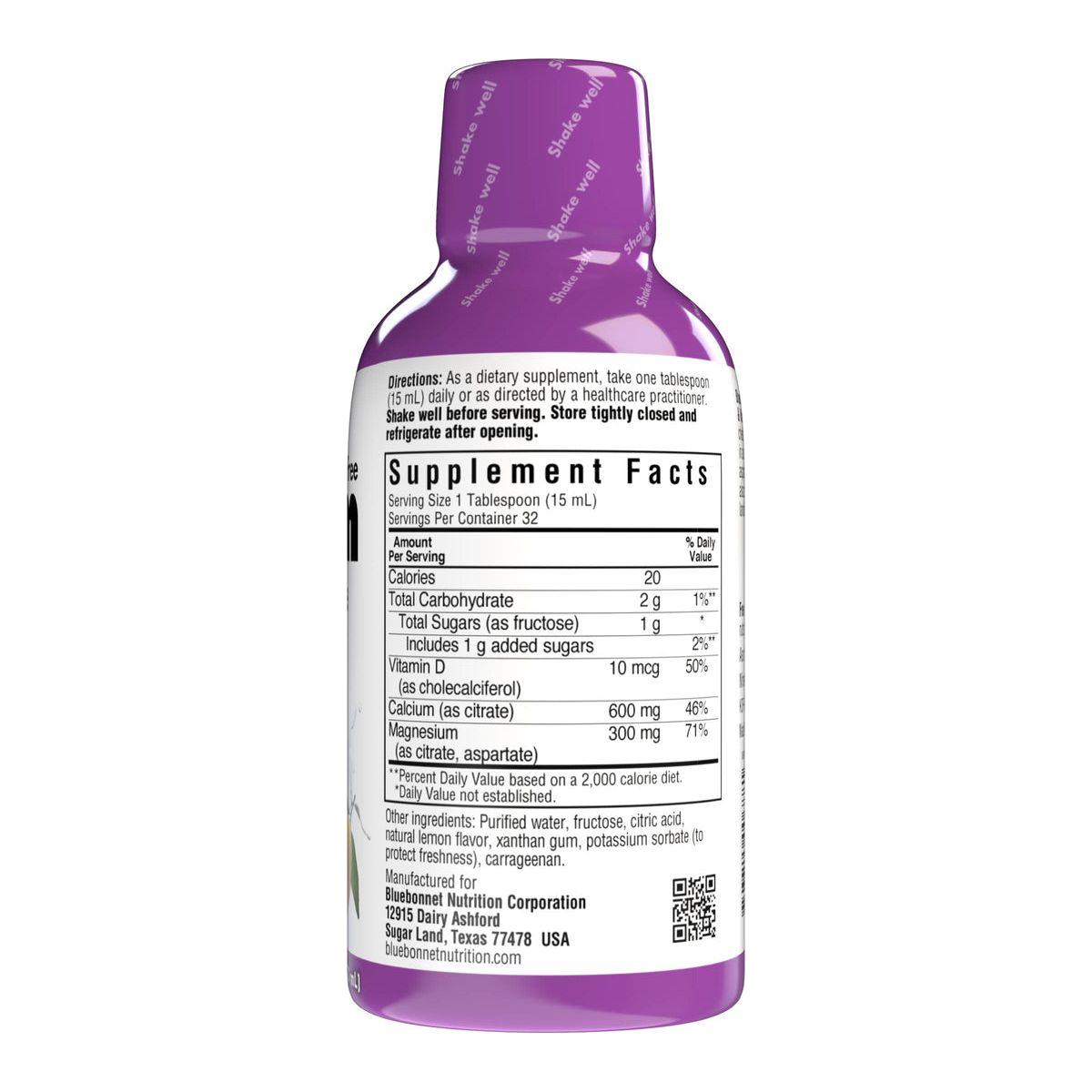 Bluebonnet Liquid Calcium Magnesium Citrate Plus Vitamin D3, Lemon, 16 oz