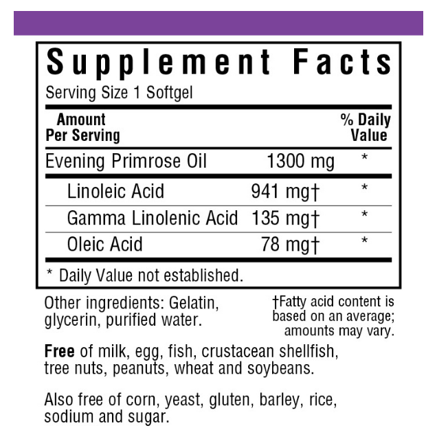 BlueBonnet Evening Primrose Oil Softgels, 1300 mg, 60 Softgels