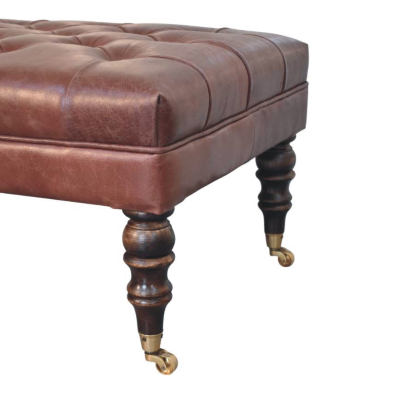 Buffalo Brown Leather Ottoman