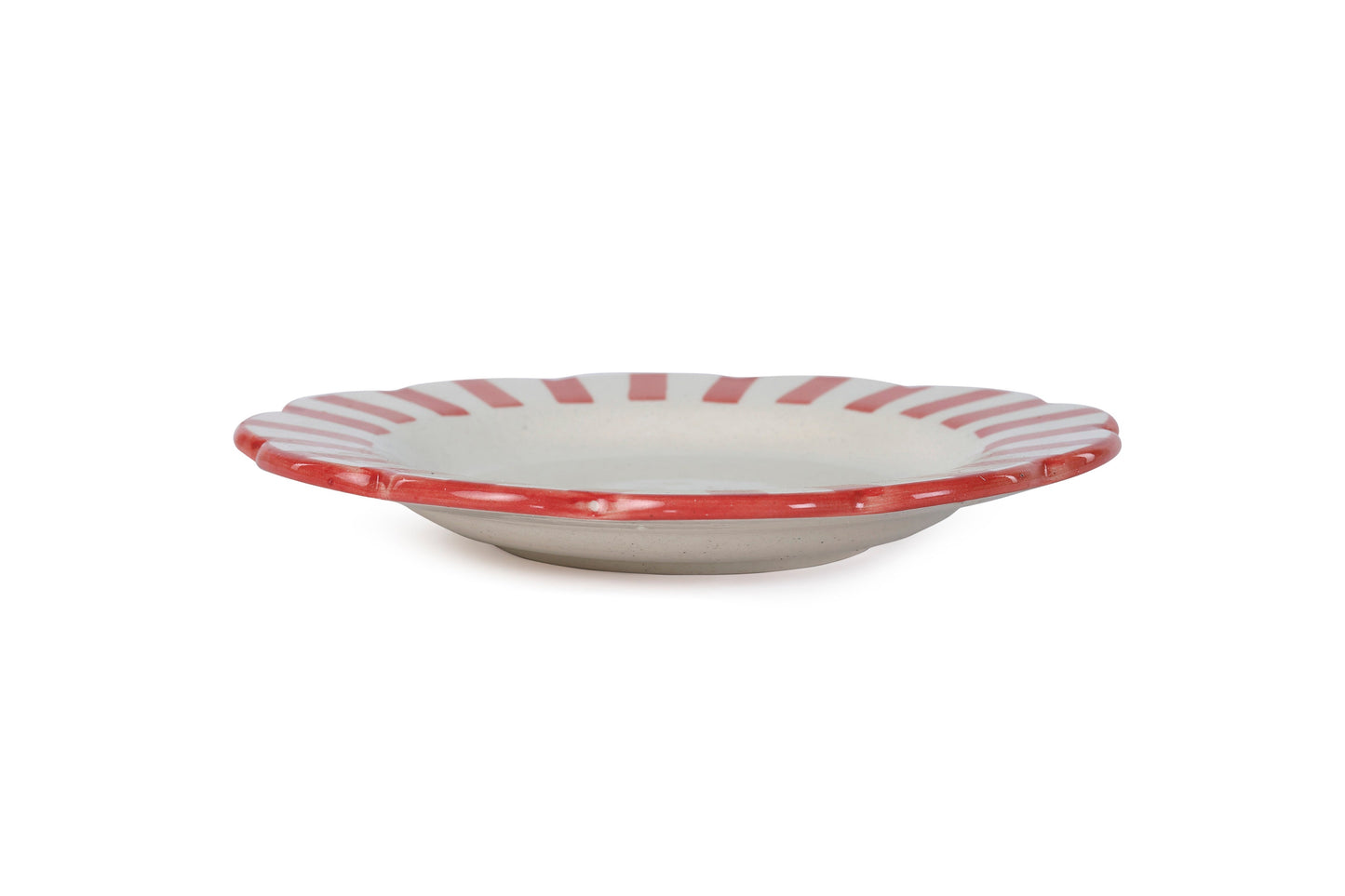 Ceramic stripe Salad Plate, Red- 8.25x 8.25 x 1.25 Inches ( Set of 4 )