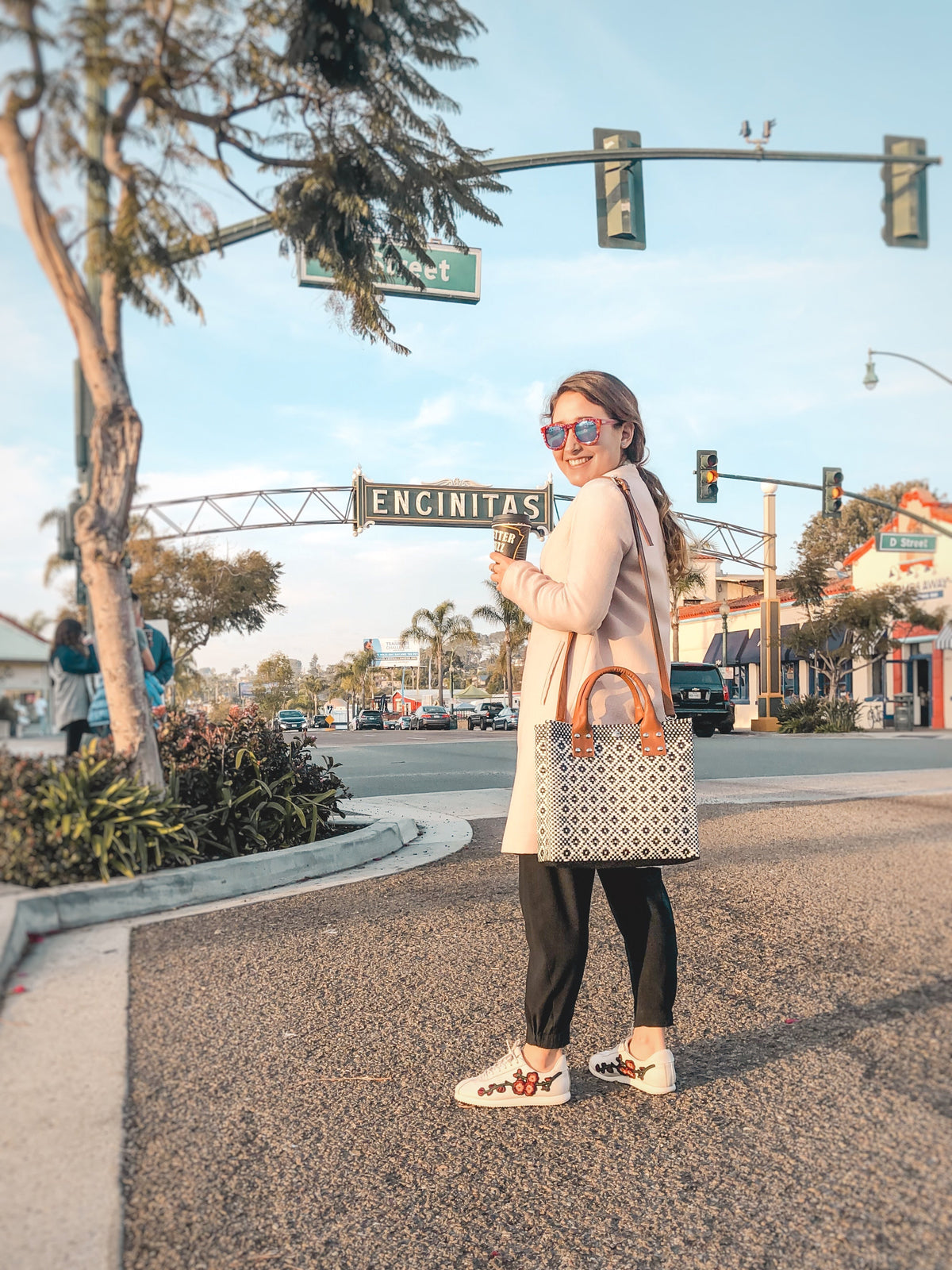 Panda Large Woven Crossbody Bag with Leather
